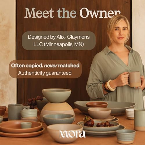 MORA Medium Mugs Set of 4, 16oz Ceramic Pottery Latte Mugs/Coffee Cups - Microwave and Dishwasher Safe - Toasted Terracotta - Image 3