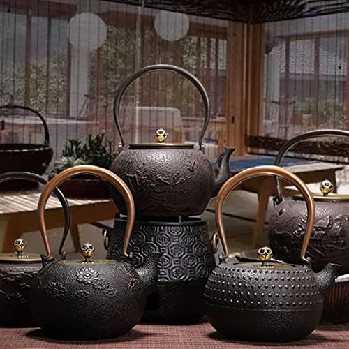 Cast Iron Teapot Japanese Tea Kettle with Removable Stainless Steel Infuser Internal Enamelware Teapots with Birds and Plum Flower - Image 4