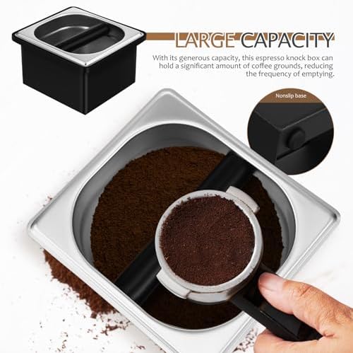 POPETPOP Stainless Steel Coffee Knock Box Bucket with Noise Reduction Base - Image 7