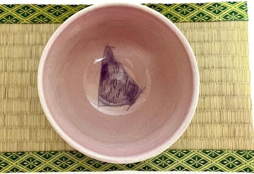Hand-made Japanese Mino Ware Ceramic Matcha bowl Engraved with Lines Pattern 4.45 Inches Diameter Tea Cup for Tea Ceremony from Japan (Pink) - Image 4