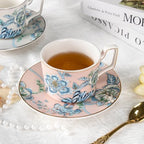 KAMMAK Tea Cups and Saucers Set of 2, Porcelain Coffee Cups, NX043 - Image 7