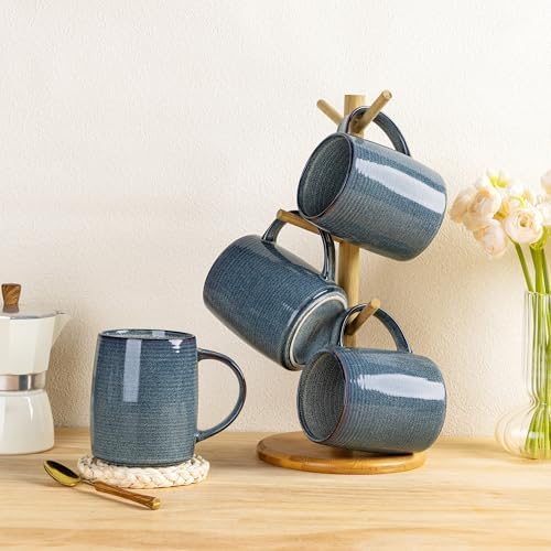 GBHOME Large Coffee Mugs Set of 4, 18oz Handmade Ceramic Coffee Mugs Set with Gradient color for Latte/Tea/Beer/Hot Cocoa, Dishwasher & Microwave Safe, Space blue - Image 7