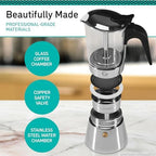 Coffee Gator 4 Cup Moka Pot, 6.7oz Stovetop Espresso Maker - Image 4