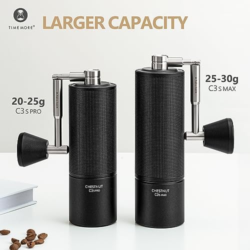 TIMEMORE Manual Coffee Grinder Chestnut C3S Max, Hand Coffee Grinder with Foldable Handle, Stainless Steel S2C Conical Burr Coffee Grinder, Adjustable Grind Setting for Espresso to French Press, Black - Image 2