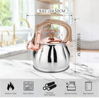 Stainless Steel Tea Kettle for Stove Top Teakettles Stovetop Whistling with Heat Proof Ergonomic Handle 2.5 Quart - Image 5