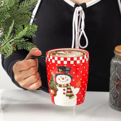 HASENSE Christmas Coffee Mugs Set of 4, 16oz Ceramic Coffee Cups with Handle for Tea, Soup, Latte, Hot Cocoa & Milk, Large Latte Cups Perfect for Holiday Gift, Dishwasher and Microwave Safe, Red - Image 4