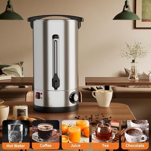 110-Cup Commercial Coffee Urn – 16L Large Stainless Steel Electric Coffee Maker with Double-Wall Insulation and Filter Basket – Suitable for Buffets, Catering, Parties, Weddings, and Business Events - Image 5