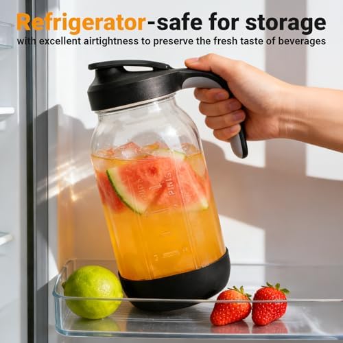 Sursip 32oz Glass Mason Jar Pitcher with Lid and Handle - Image 3