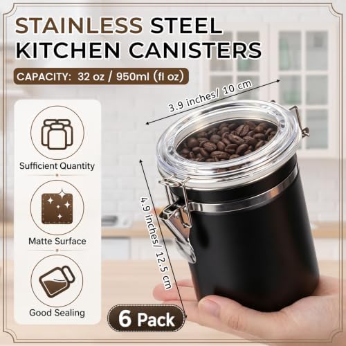 6 Pcs 32 Oz/ 950ml Stainless Steel Canisters for Kitchen - Image 2