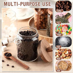 Remerry Set of 4 Glass Jar with Wooden Lid and Spoon, 20 oz Coffee Bean Tea Sugar Jar Set, Clear Airtight Spice Canisters Glass Food Storage Kitchen Containers for Coffee Bean Tea Sugar - Image 5