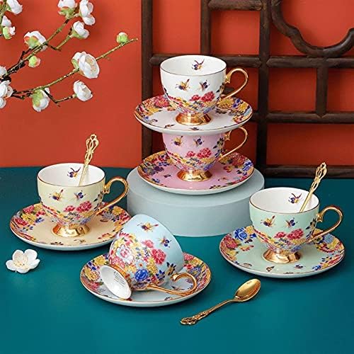 tea cups and saucers,Ceramic Coffee Tea and Saucer Set Bone China Teacups Elegant Cup and(Green) - Image 6
