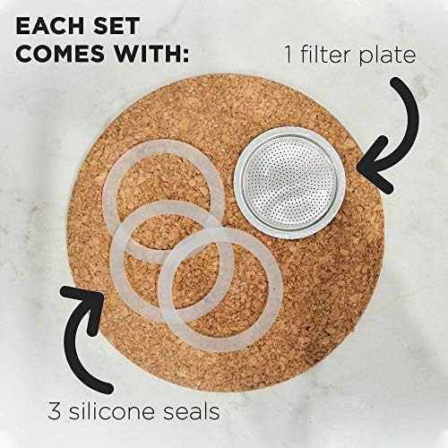 GROSCHE Milano Stovetop Espresso Maker Moka pot 6 espresso Cup - 9.3 oz, Blue and 3 Replacement Seals Gaskets Bundle Stove top coffee maker Moka Italian espresso coffee maker and replacement gaskets - Image 6