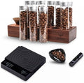 Espresso Accessories Set – 10 Single Dose Bean Storage Tubes with Stand & Funnel, Ceramic Dosing Cup with RDT Spray, Smart Digital Espresso Scale with Timer by KNODOS