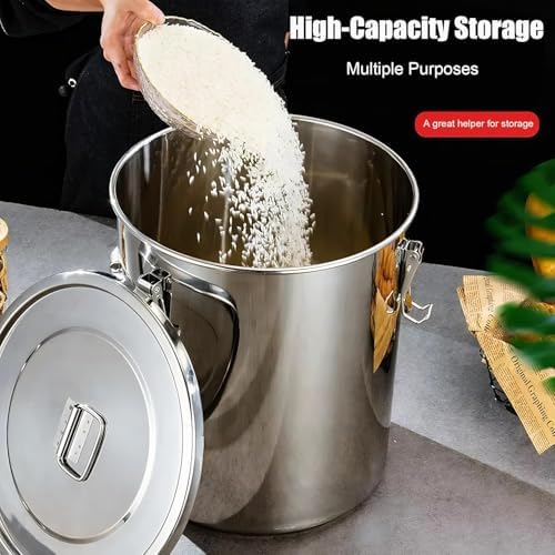 3.17Gal 304 Stainless Steel Airtight Canister,Metal Bucket Large Stainless Steel Canisters - Locking Clamp & Airtight Lids - Dog Food/Bird Seed/Coffee Storage Container - Image 5
