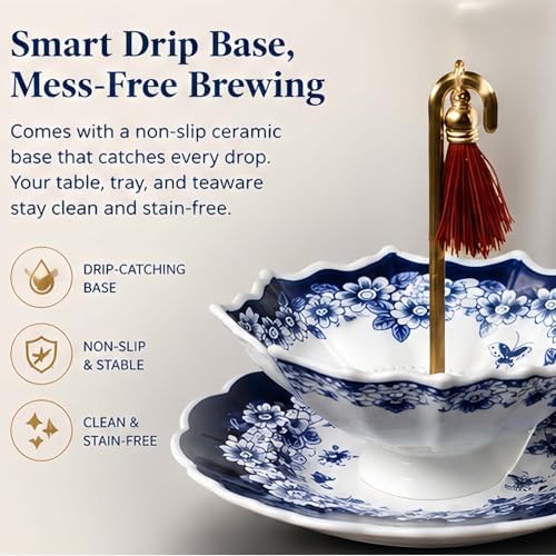Umbrella Tea Filter, Ceramic Umbrella Shape Tea Strainer, 360° Rotating Loose Leaf Infuser For Coffee & Tea Brewing, Umbrella Tea Strainer For Cup, Tea Umbrella Diffuser With Fine Mesh (blue) - Image 4