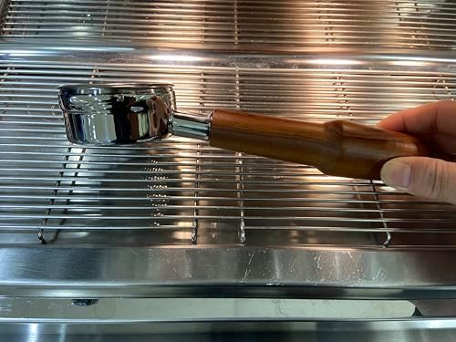 58mm Bottomless Portafilter Compatible with La Marzocco Espresso Machine Stainless Steel Espresso Portafilter with Double Shot Filter Basket Espresso Accessories-Handle Wooden - Image 2