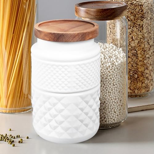 2 Pack Glass Tea Canisters with Wood Lids, 1800ml Food Storage Jars - Image 4