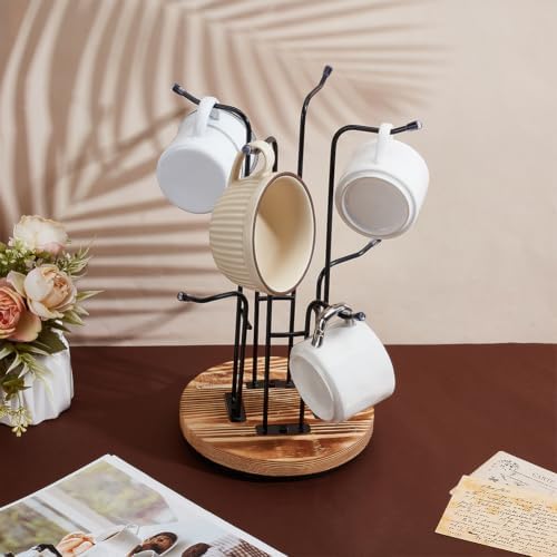 ORIGACH 360° Rotating Mug Tree for Large Cups with 8 Hooks, Black - Image 5