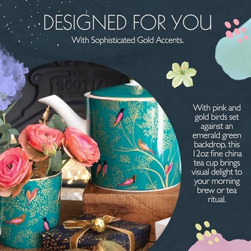 Portmeirion Sara Miller London Chelsea Mug, Green | 12 Oz Cup for Drinking Tea, Coffee, and Hot Cocoa | Made from Fine China with Gold Detail | Handwash Only - Image 6
