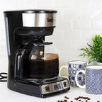 Total Chef TCCM06 Programmable Coffee Maker Stainless Steel with 12-Cup Glass Carafe, LCD Display, Reusable Basket Filter Easy Cleanup Built in Water-Level Indicator, Countertop, Black/Gray - Image 2