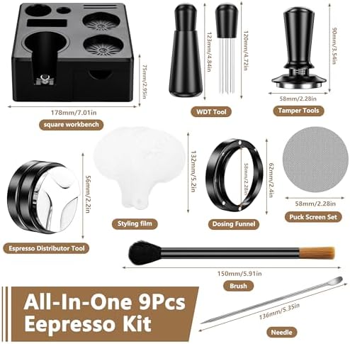 9PCS Espresso Accessories Kit，58mm Coffee Tamper Set Fits Breville - Image 4