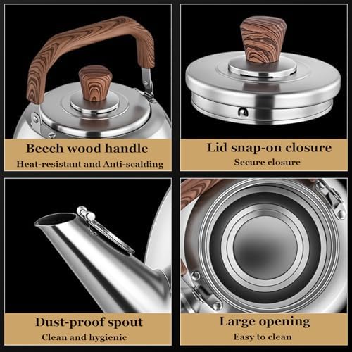 5l Modern Whistling Tea Kettle - Ergonomic 316 Stainless Steel Stovetop Kettle For Fast Boiling, Durable & Stylish, Perfect For Home Or Kitchen Use Sliver 5.3 Quarts - Image 5