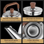 5l Modern Whistling Tea Kettle - Ergonomic 316 Stainless Steel Stovetop Kettle For Fast Boiling, Durable & Stylish, Perfect For Home Or Kitchen Use Sliver 5.3 Quarts - Image 5