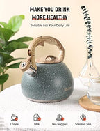 BELANKO 2.7 Quart Tea Kettle for Stovetops - Food Grade Stainless Steel Teapot with Loud Whistle, Cool-Touch Wood Pattern Handle, Rust-Resistant Whistling Kettle - Starry Green - Image 2