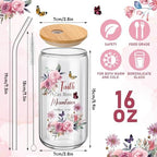Teenyyou 12 Set of Christian Gifts for Women Bible Verse Glasses Tumbler with Bamboo Lid and Glass Straw 16oz Inspirational Religious Coffee Cup for Back to School Teacher Appreciation Gifts - Image 2