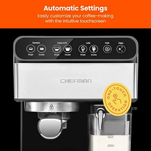 Chefman 6-in-1 Espresso Machine with Built-In Milk Frother, 15-BAR Pump, Digital Display, One-Touch Single or Double Shot for Cappuccinos and Lattes, XL 1.8-L Water Reservoir, Stainless Steel - Image 5