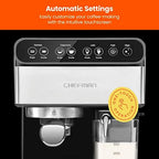 Chefman 6-in-1 Espresso Machine with Built-In Milk Frother, 15-BAR Pump, Digital Display, One-Touch Single or Double Shot for Cappuccinos and Lattes, XL 1.8-L Water Reservoir, Stainless Steel - Image 5