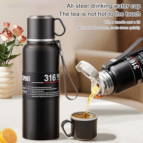 Double wall vacuum Leakproof stainless steel wide mouth insulated water bottle;tea tumbler with infuser,cup,lid;smart thermoses hot coffee;thermal flask ice drinks with led digital temperature display - Image 6