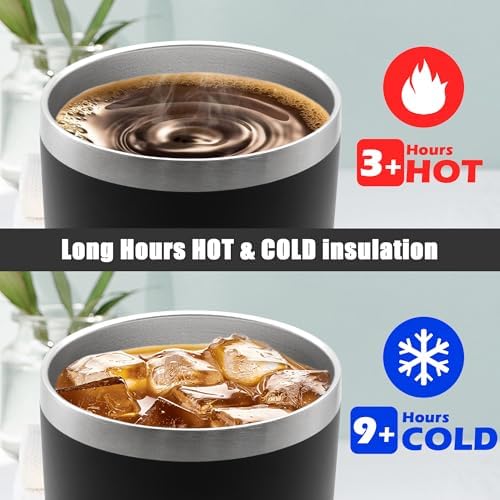 20oz Tumbler Insulated Coffee Tumblers with Lid Stainless Steel Black 12P - Image 5