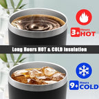 20oz Tumbler Insulated Coffee Tumblers with Lid Stainless Steel Black 4P - Image 5