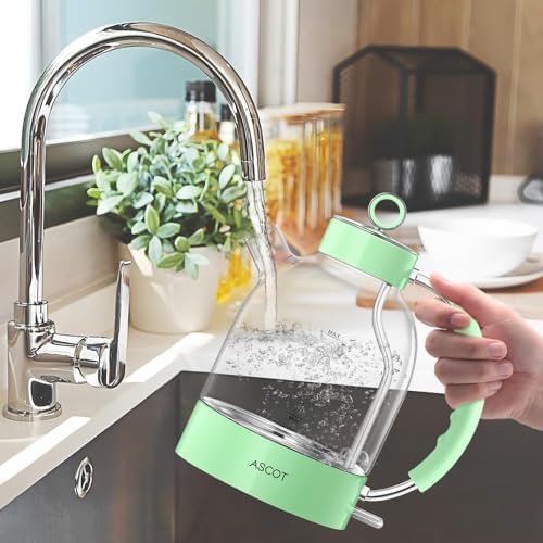 ASCOT Electric Kettle, Glass Electric Tea Kettle Gifts for Men/Women/Family 1.5L 1500W Borosilicate Glass Tea Heater, with Auto Shut-Off and Boil-Dry Protection (Green) - Image 6