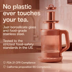 Viante Nina Electric Tea Kettle Gift Set with 4 Loose Leaf Teas, 1.5L Glass and Stainless Steel, Zero Plastic Water Path, 4 Temperature Presets, Removable Infuser, Up to 132 Cups (Terracotta) - Image 3
