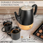 Mixpresso 4 Cup Black Small Electric Percolator Coffee Pot, Stainless Steel - Image 4