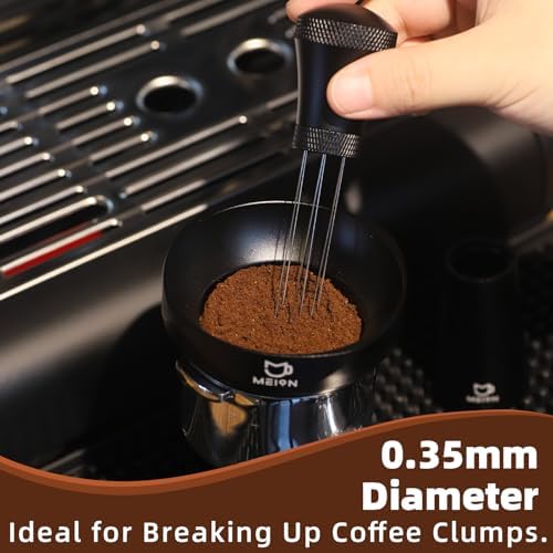 MEION 53.3mm Espresso Accessories Kit for Breville Espresso Machine 54mm Portafilter, Includes Coffee Distributor & Tamper, Espresso Stirrer, Dosing Funnel and Thin 0.8mm Puck Screen (Black, 53.3mm) - Image 6