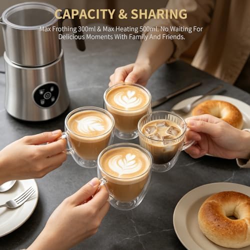 Milk Frother and Steamer, Automatic Hot and Cold Foam Maker with Detachable Stainless Steel Jug, 4-in-1 Electric Frother for Latte, Cappuccinos, Macchiato, and Hot Chocolate - Image 7