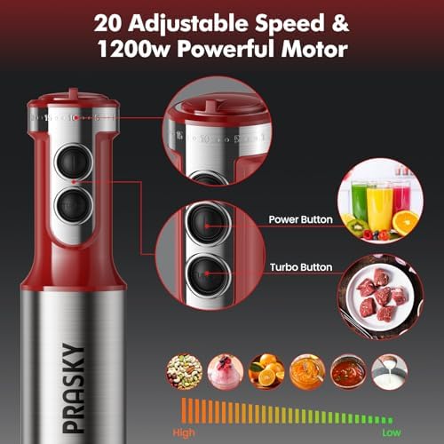 Immersion Blender Handheld 1200W, 20-Speed 5-in-1 Handheld Mixer - Image 5