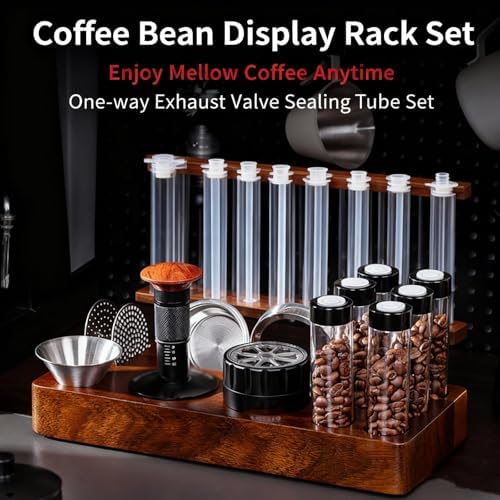 22-25g Wooden Coffee Bean Display Stand, Single Dose Coffee Bean Storage, One Way Exhaust Valve, with Funnel, for Home, Kitchen, Coffee Store - Image 3