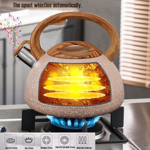 3.1QT/3L Whistling Tea Kettle for Stove Tops,Tea Kettle for Stovetop,Stainless Steel Tea Pot with Anti-Heat Handle and Simple Touch Button to Control Kettle Outlet - Image 4