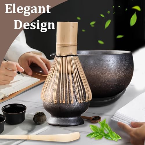 Matcha Tea Set with Whisk Bowl Spoon Holder, Japanese Traditional Manual Kit Style2 - Image 4