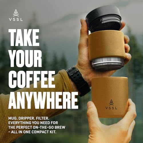 VSSL - Nest Pour Over Coffee Set | Coffee Maker for Camping | All-In-One Travel Pour Over | Transportable Dripper, 10oz Stainless Steel Travel Mug | Compact Storage & Adventure Ready | Sahara - Image 2