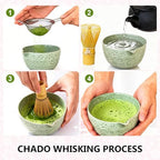 Garvee Premium Matcha Whisk Set, Complete 8-Piece Matcha Kit with Ceramic Bowl, Bamboo Whisk, Scoop, Sifter, Holder & Tea Towel – Complete Matcha Set Kit for Beginners and Enthusiasts (Mottled Green) - Image 5