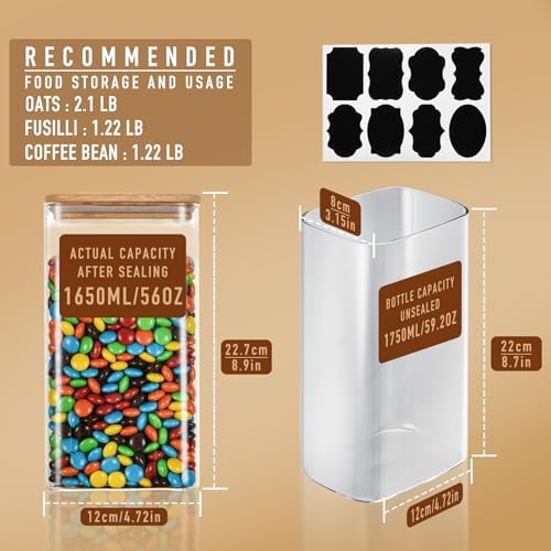 D2scrma 56oz/1.8Qt Rectangle Glass Storage Containers with Lids 4-Pack - Image 2