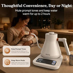 Mecity Electric Gooseneck Kettle with Touchscreen Base, 6 Presets Temperature Control, 2 Hours Keep Warm, 304 Stainless Steel Interior, Fast Boil Tea & Pour Over Coffee Kettle, 0.8L 1500W, Cream Color - Image 6
