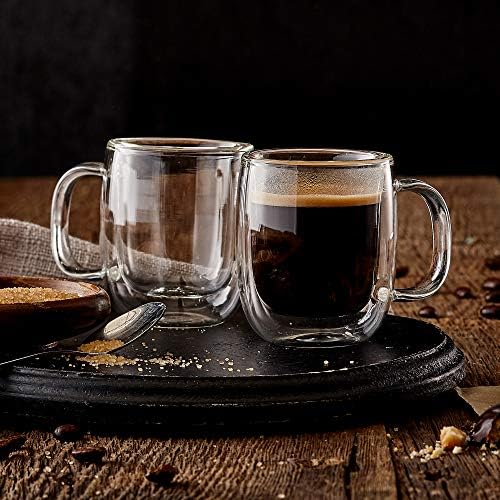 Safdie & Co. 2 PCS Set Insulated, Cappuccino Cups,Glass Coffee Mug, 80ml, Transparent - Image 2