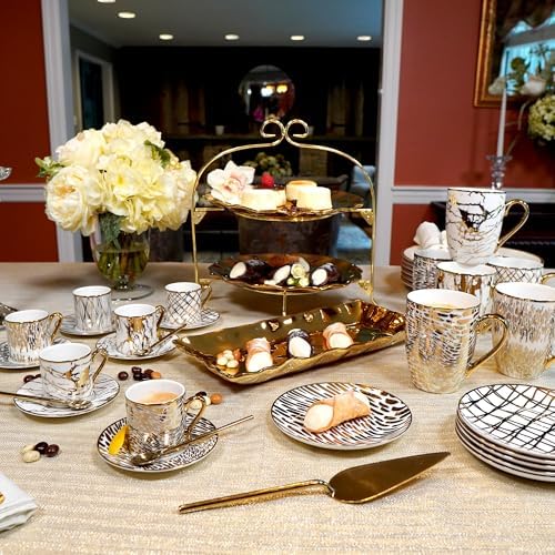Matrix Gold Porcelain Coffee&Tea Mug Set – Premium Fine Porcelain w/ Elegant Gold-Plated Finish(not microwave safe)Luxury Drinkware-Everyday Dining,Entertaining&Special Occasions,16 Ounces (Pack of 2) - Image 2