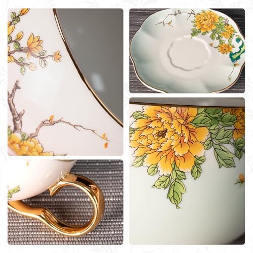 KAMMAK Tea Cups and Saucers Set of 2, Porcelain Coffee Cups, NX039 - Image 5